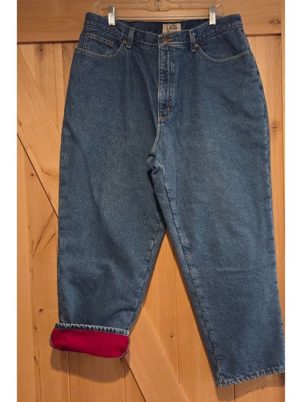 LL Bean Fleece Lined Original Fit Relaxed Jeans Womens 18 Petite Blue #211399